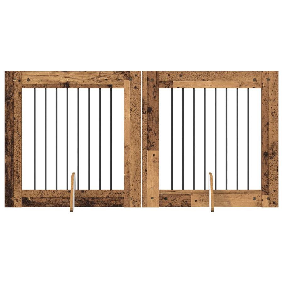 Hondenhekje met standaards 2 pcs Oud hout 80 x 80 cm