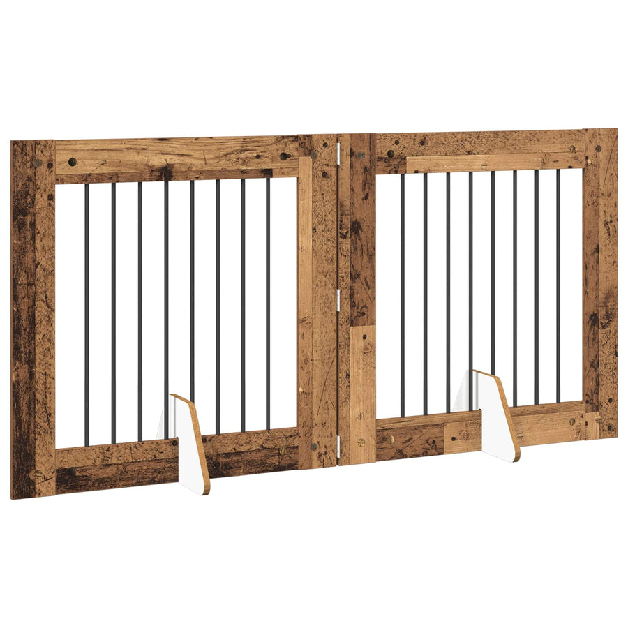 Hondenhekje met standaards 2 pcs Oud hout 80 x 80 cm
