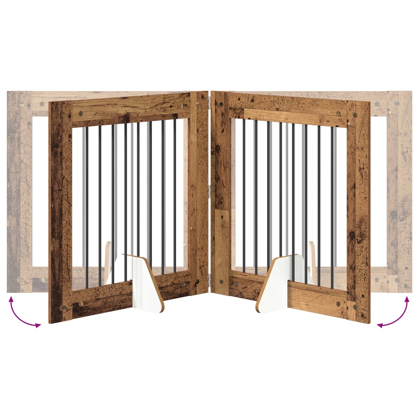 Hondenhekje met standaards 2 pcs Oud hout 80 x 80 cm