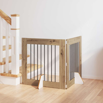 Hondenhekje met standaards 2 pcs Artisanaal eiken 80 x 80 cm
