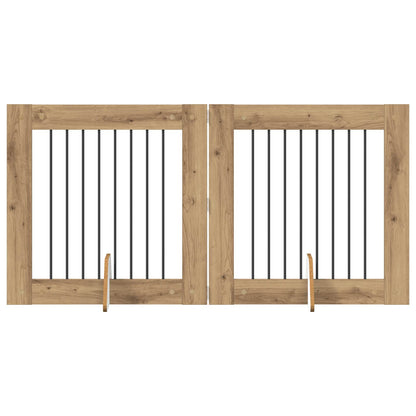 Hondenhekje met standaards 2 pcs Artisanaal eiken 80 x 80 cm