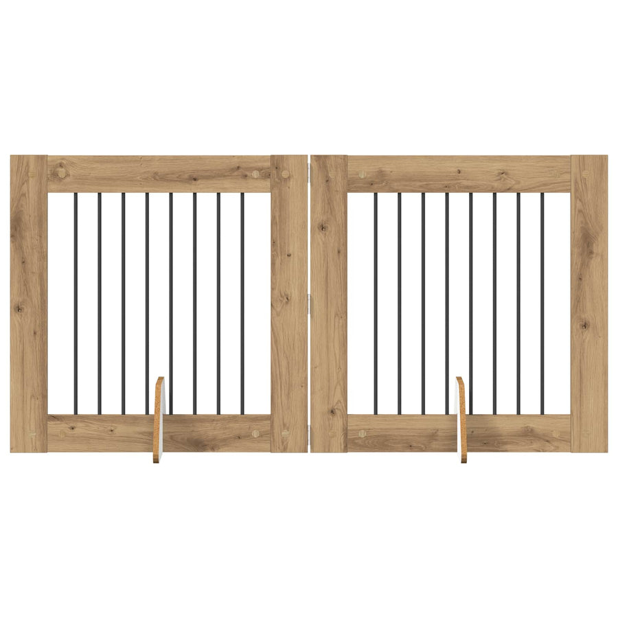 Hondenhekje met standaards 2 pcs Artisanaal eiken 80 x 80 cm