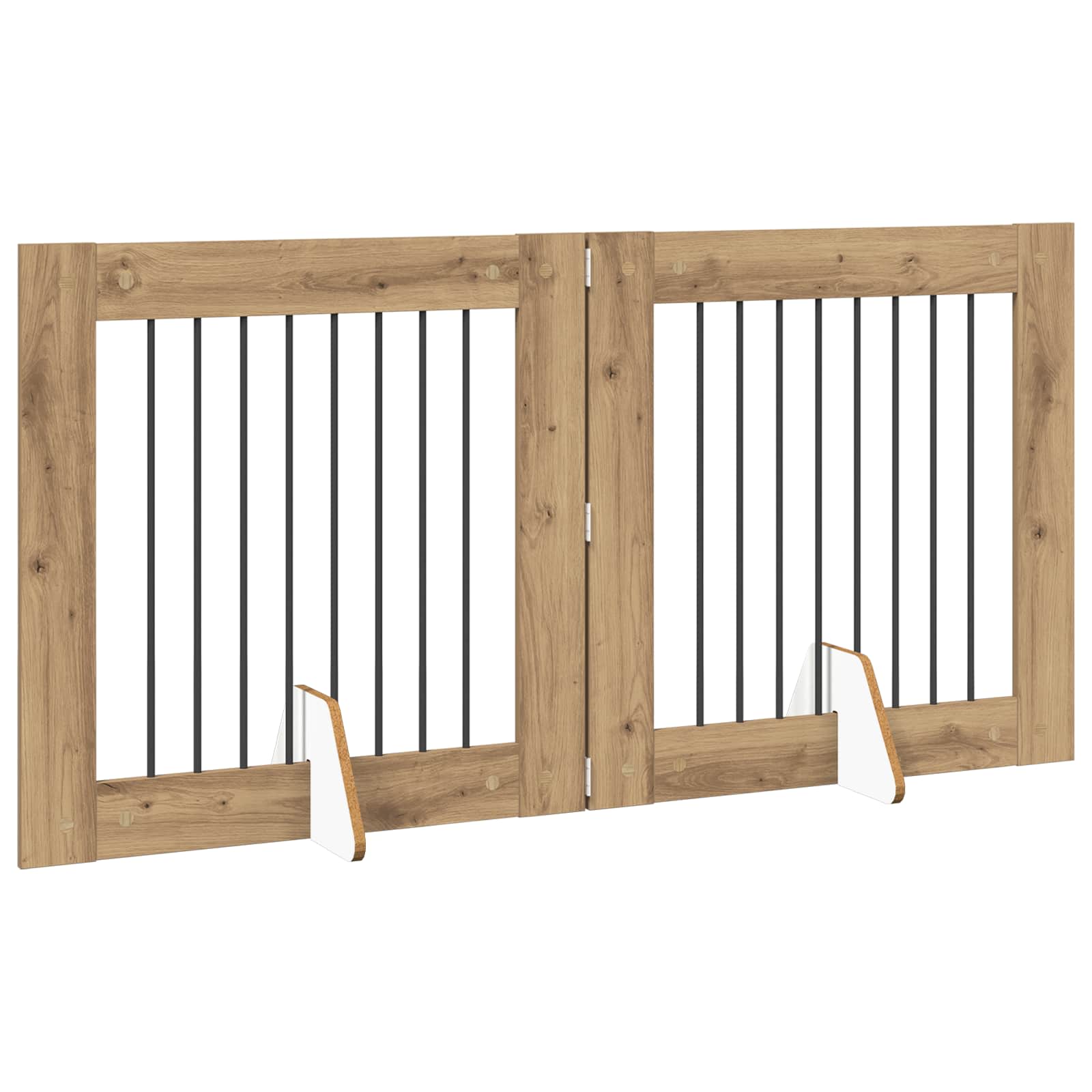 Hondenhekje met standaards 2 pcs Artisanaal eiken 80 x 80 cm