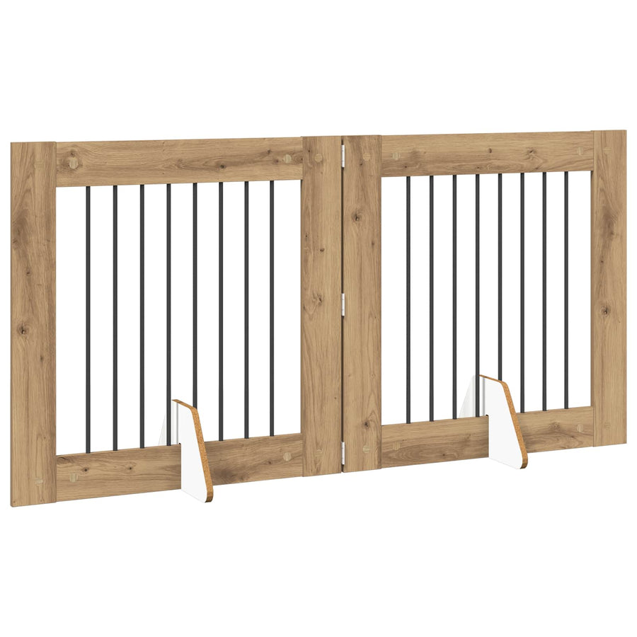 Hondenhekje met standaards 2 pcs Artisanaal eiken 80 x 80 cm