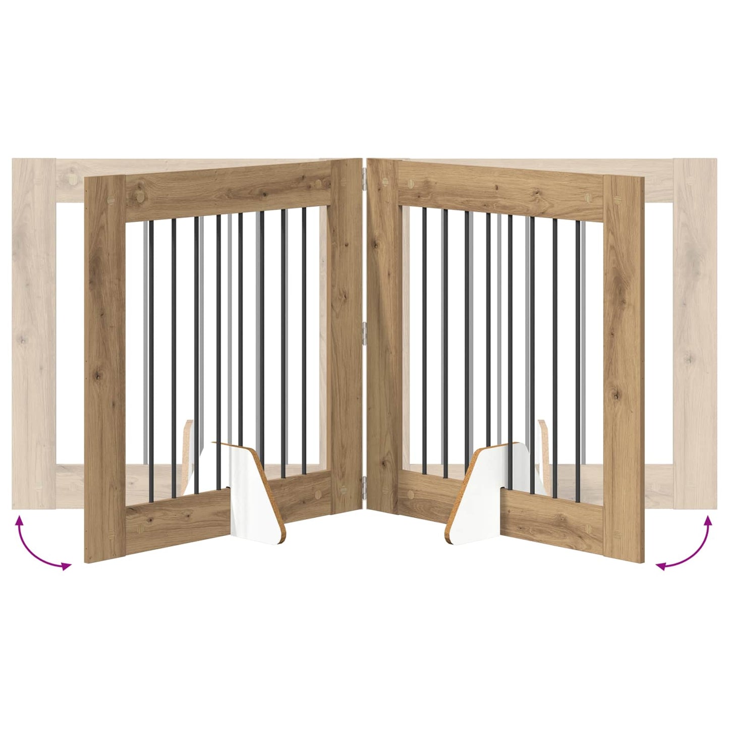 Hondenhekje met standaards 2 pcs Artisanaal eiken 80 x 80 cm