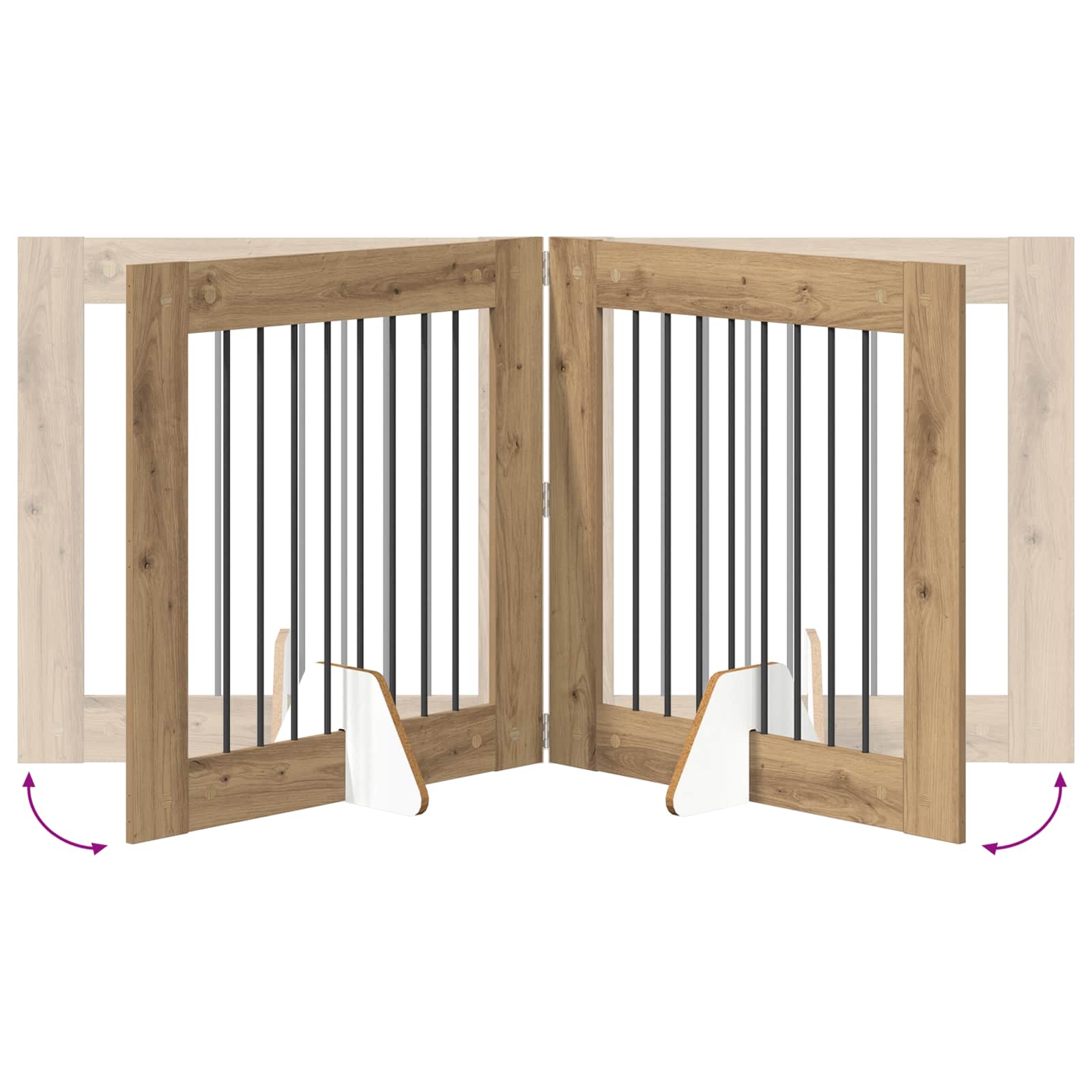 Hondenhekje met standaards 2 pcs Artisanaal eiken 80 x 80 cm