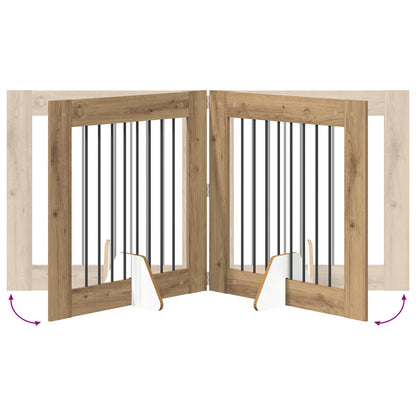 Hondenhekje met standaards 2 pcs Artisanaal eiken 80 x 80 cm