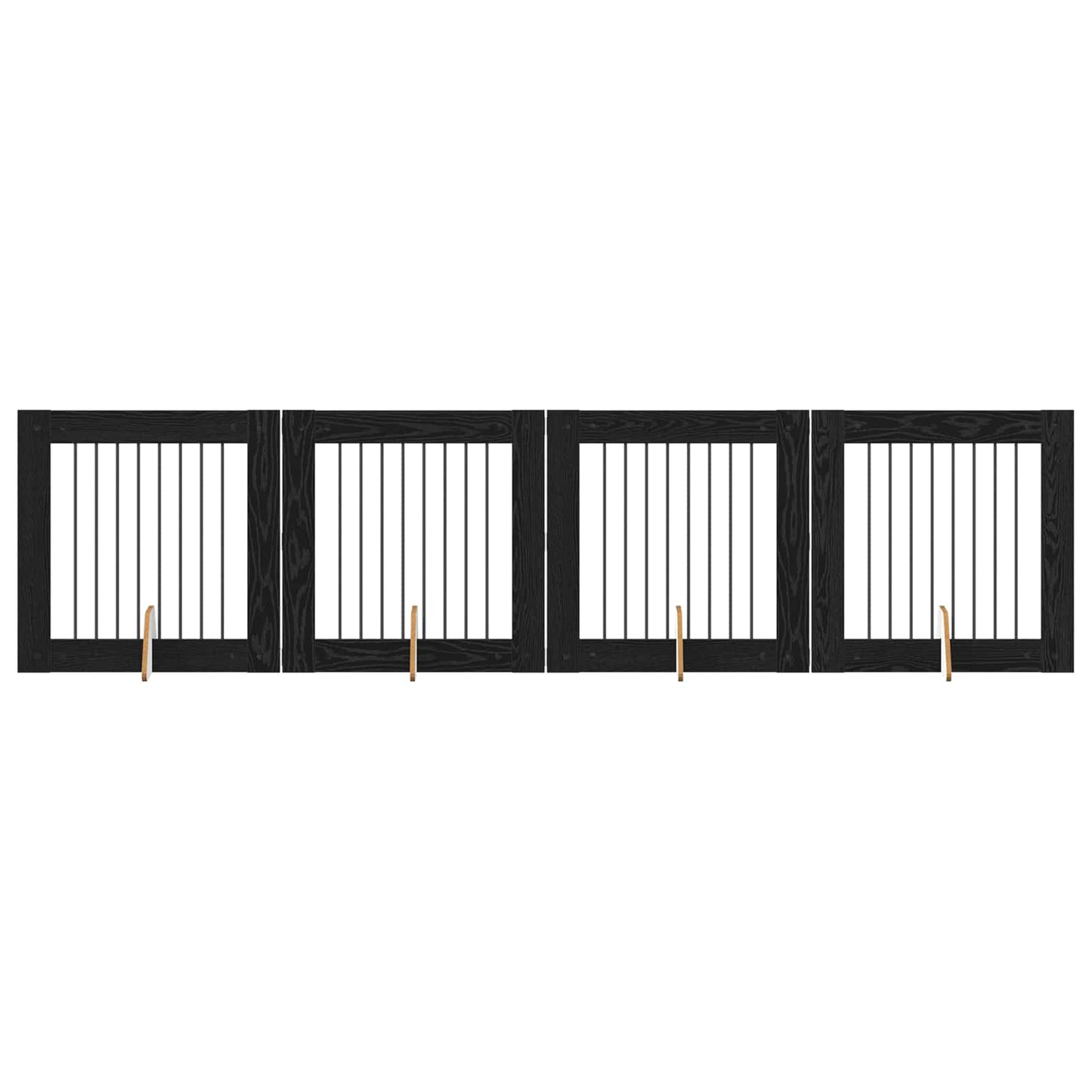 Hondenhekje met standaards 4 pcs Zwart eiken 80 x 80 cm