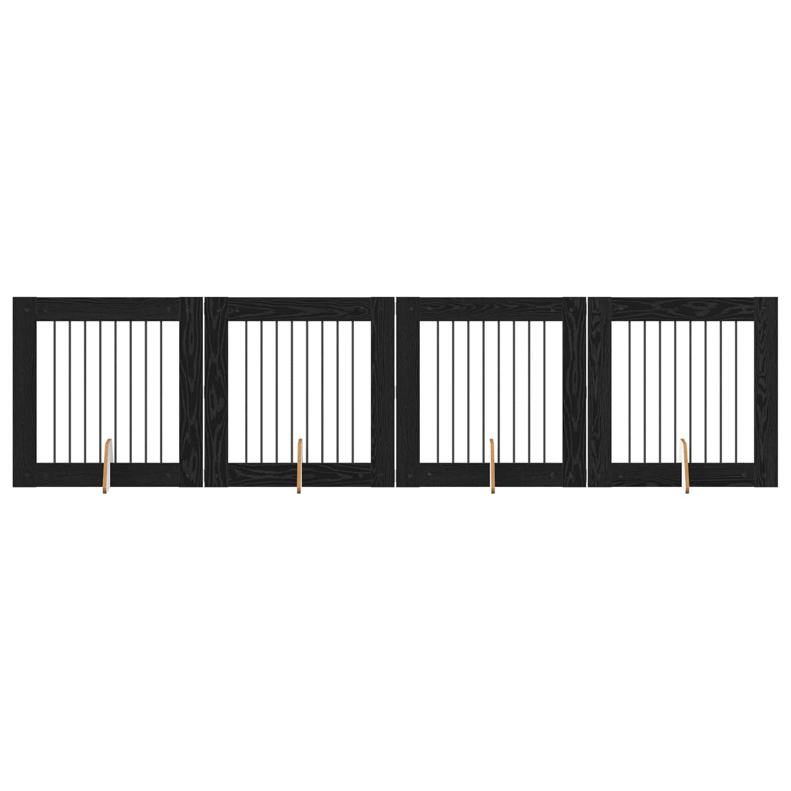 Hondenhekje met standaards 4 pcs Zwart eiken 80 x 80 cm