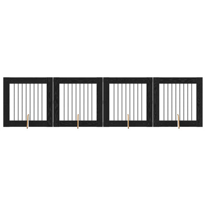 Hondenhekje met standaards 4 pcs Zwart eiken 80 x 80 cm