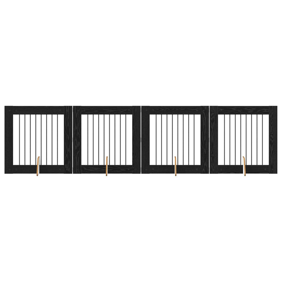 Hondenhekje met standaards 4 pcs Zwart eiken 80 x 80 cm
