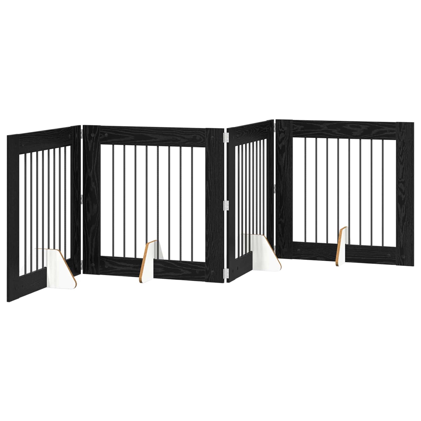 Hondenhekje met standaards 4 pcs Zwart eiken 80 x 80 cm