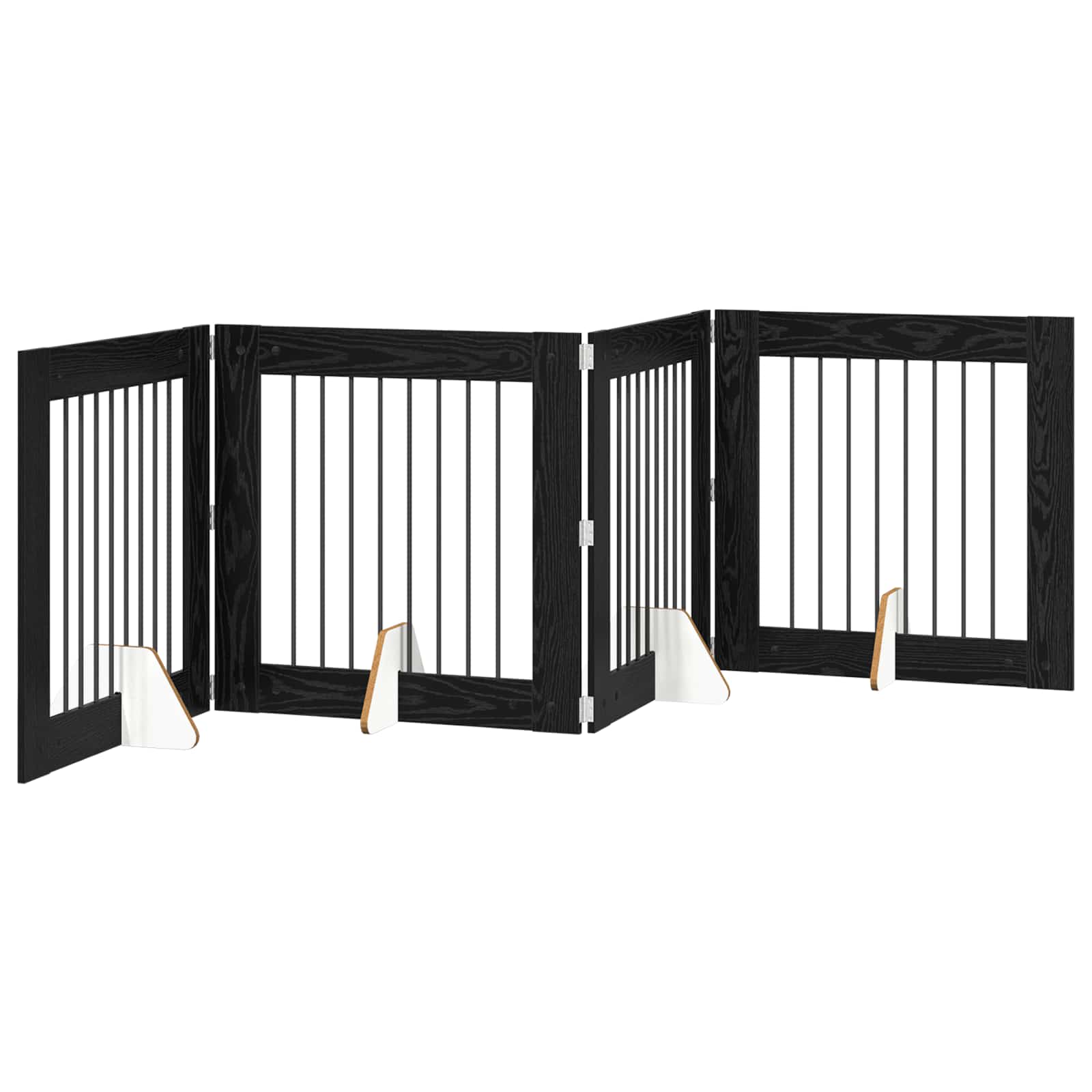 Hondenhekje met standaards 4 pcs Zwart eiken 80 x 80 cm