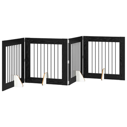 Hondenhekje met standaards 4 pcs Zwart eiken 80 x 80 cm