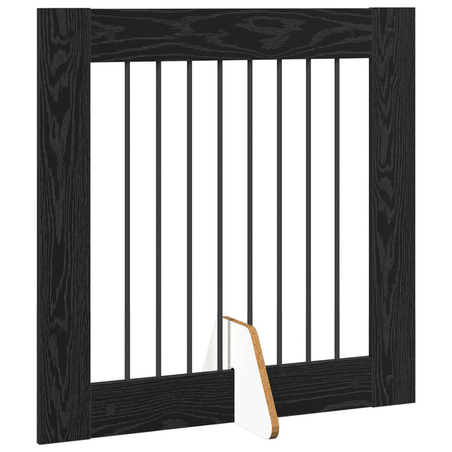 Hondenhekje met standaards 4 pcs Zwart eiken 80 x 80 cm