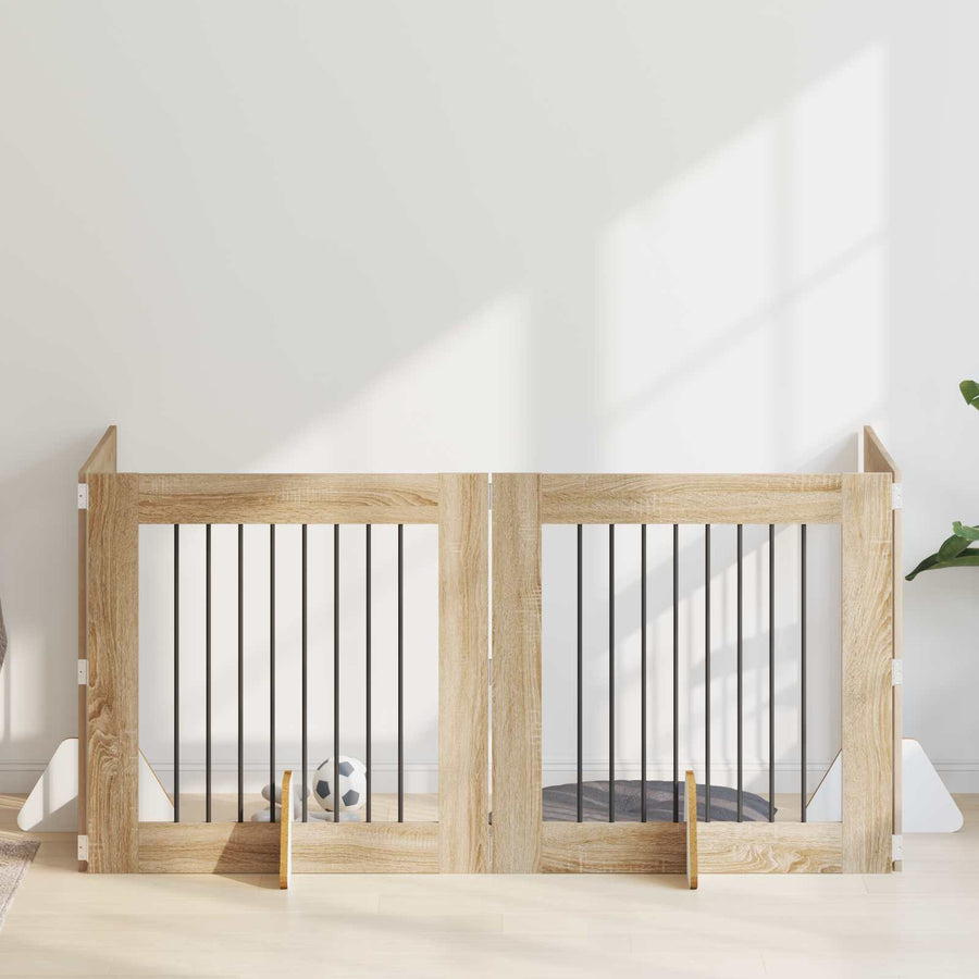 Hondenhekje met standaards 4 pcs Sonoma Eiken 80 x 80 cm
