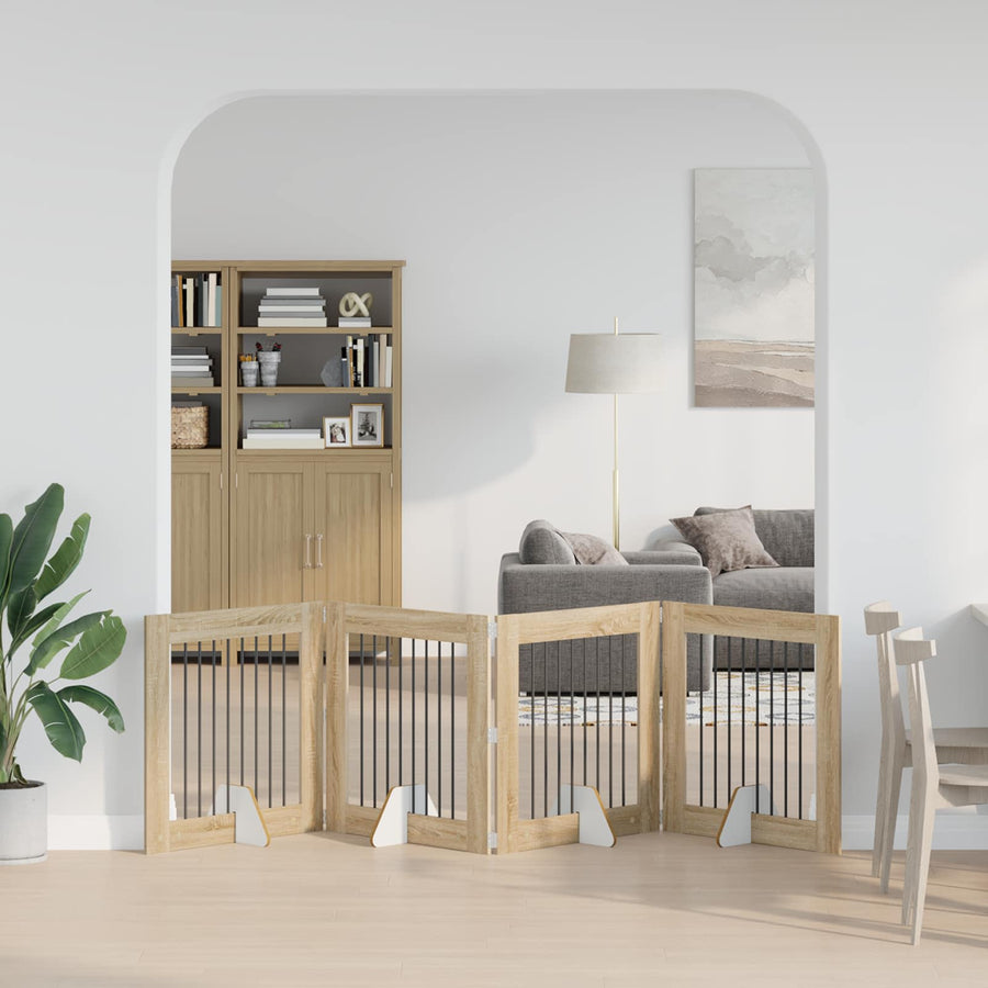 Hondenhekje met standaards 4 pcs Sonoma Eiken 80 x 80 cm