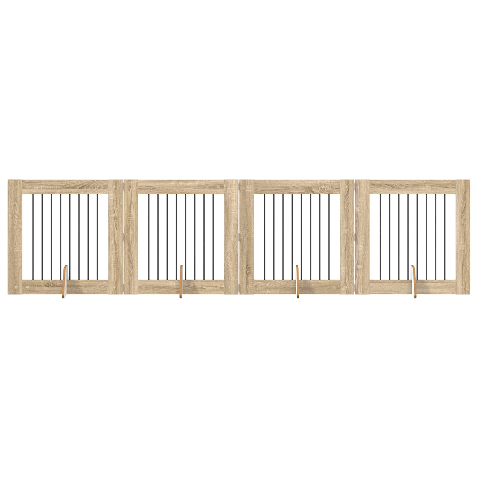 Hondenhekje met standaards 4 pcs Sonoma Eiken 80 x 80 cm