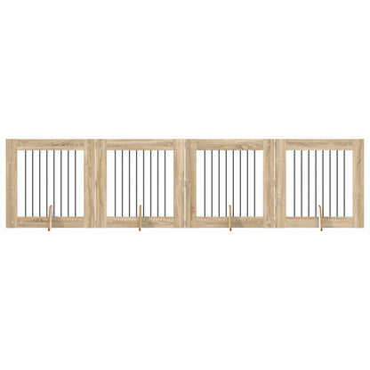 Hondenhekje met standaards 4 pcs Sonoma Eiken 80 x 80 cm