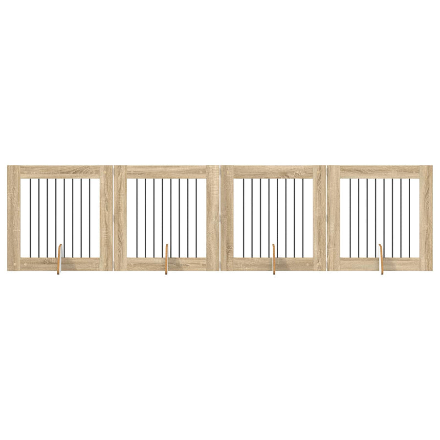 Hondenhekje met standaards 4 pcs Sonoma Eiken 80 x 80 cm