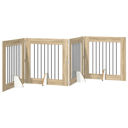 Hondenhekje met standaards 4 pcs Sonoma Eiken 80 x 80 cm