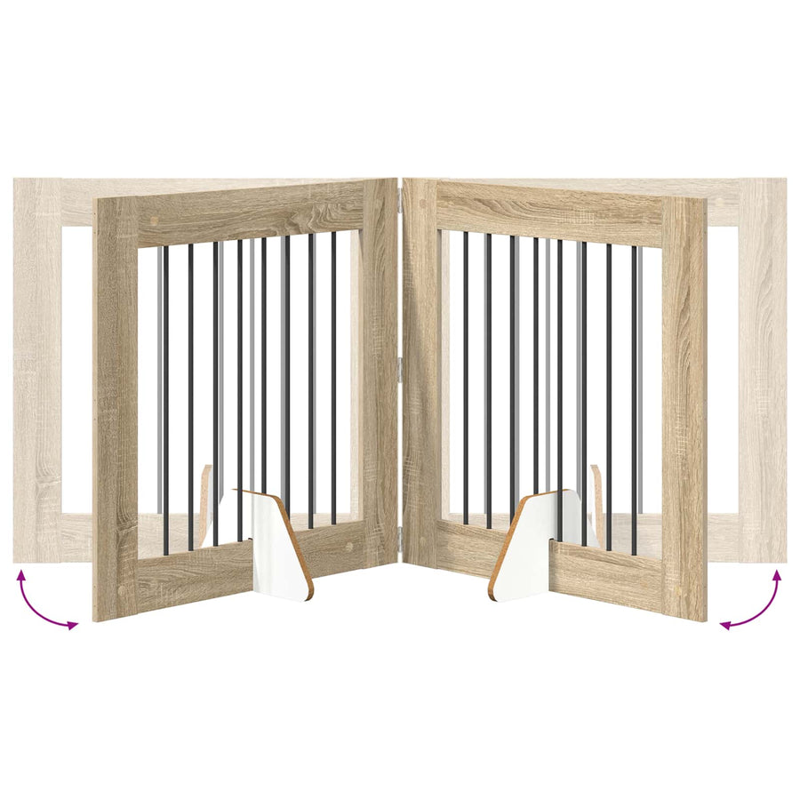 Hondenhekje met standaards 4 pcs Sonoma Eiken 80 x 80 cm