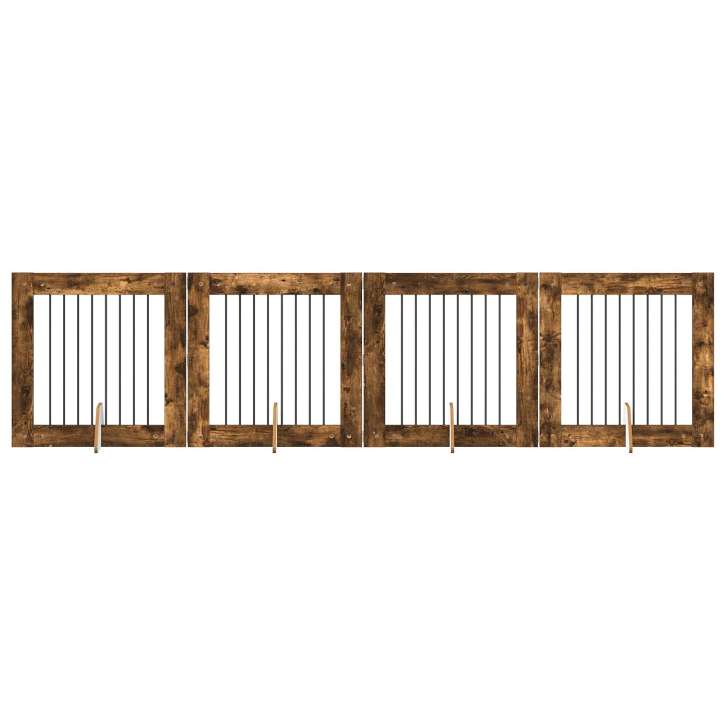 Hondenhekje met standaards 4 pcs Gerookt eiken 80 x 80 cm