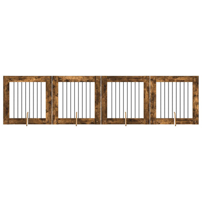 Hondenhekje met standaards 4 pcs Gerookt eiken 80 x 80 cm