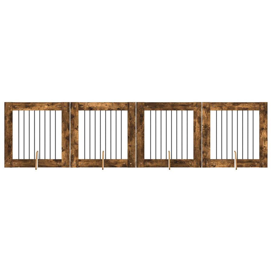 Hondenhekje met standaards 4 pcs Gerookt eiken 80 x 80 cm