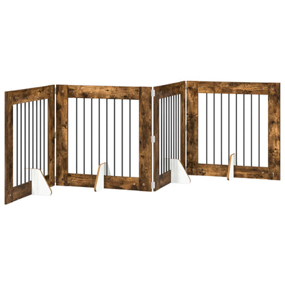 Hondenhekje met standaards 4 pcs Gerookt eiken 80 x 80 cm