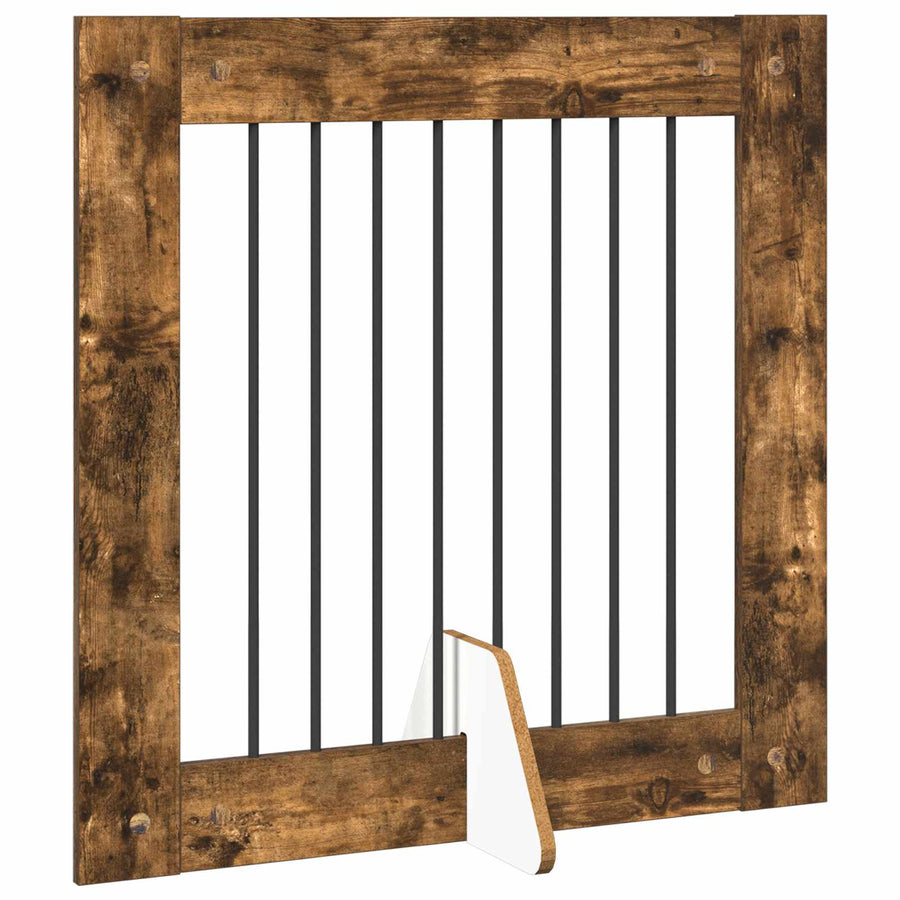 Hondenhekje met standaards 4 pcs Gerookt eiken 80 x 80 cm