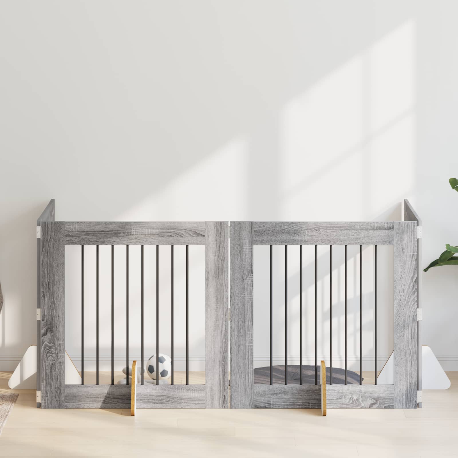 Hondenhekje met standaards 4 pcs Grijs sonoma 80 x 80 cm