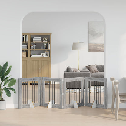 Hondenhekje met standaards 4 pcs Grijs sonoma 80 x 80 cm