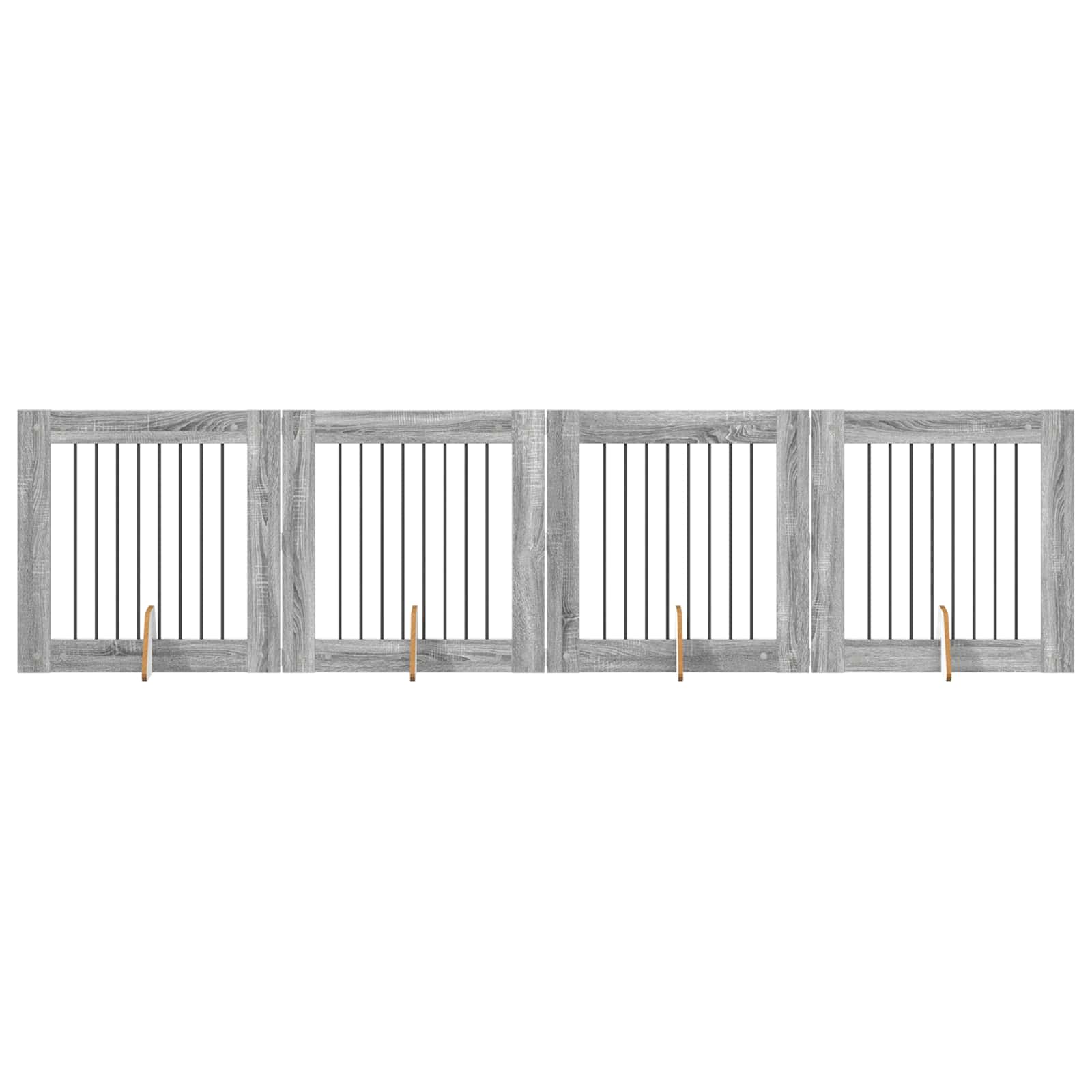 Hondenhekje met standaards 4 pcs Grijs sonoma 80 x 80 cm