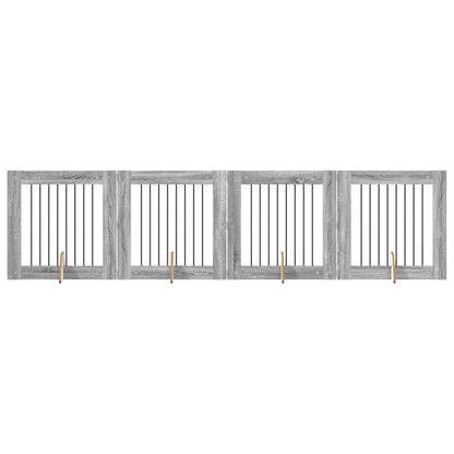 Hondenhekje met standaards 4 pcs Grijs sonoma 80 x 80 cm