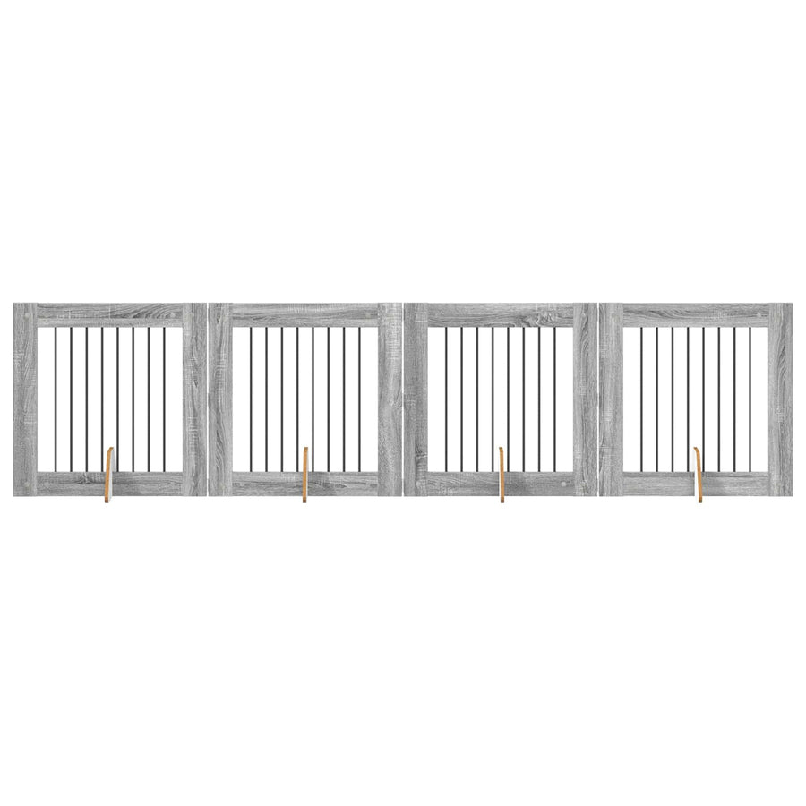 Hondenhekje met standaards 4 pcs Grijs sonoma 80 x 80 cm