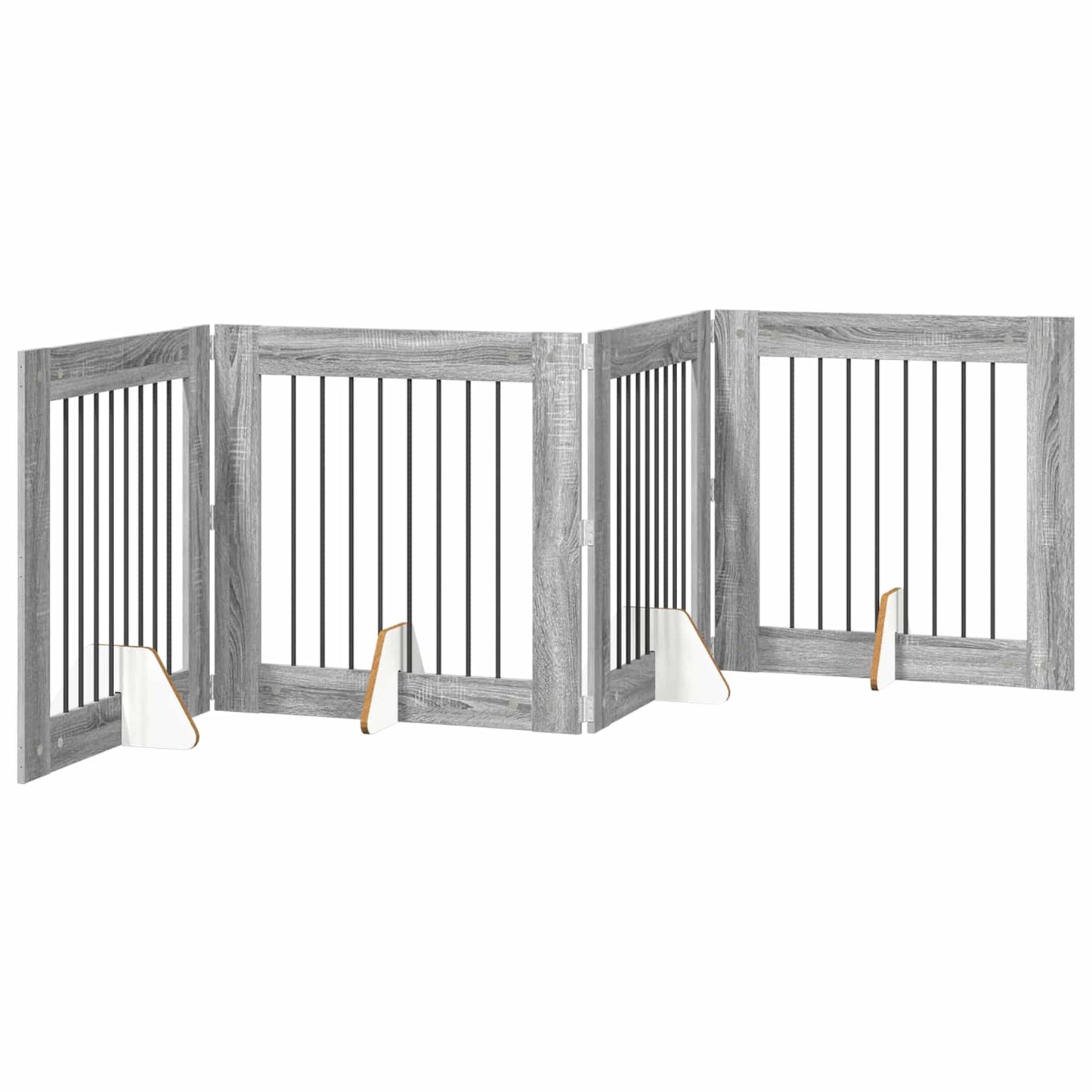 Hondenhekje met standaards 4 pcs Grijs sonoma 80 x 80 cm