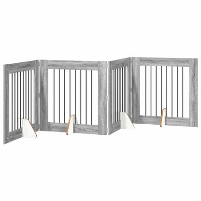 Hondenhekje met standaards 4 pcs Grijs sonoma 80 x 80 cm