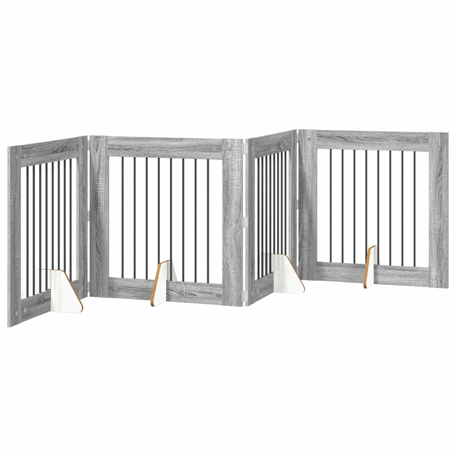 Hondenhekje met standaards 4 pcs Grijs sonoma 80 x 80 cm