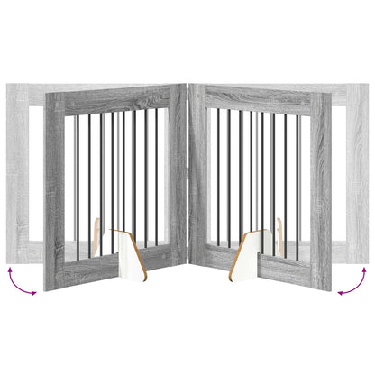 Hondenhekje met standaards 4 pcs Grijs sonoma 80 x 80 cm