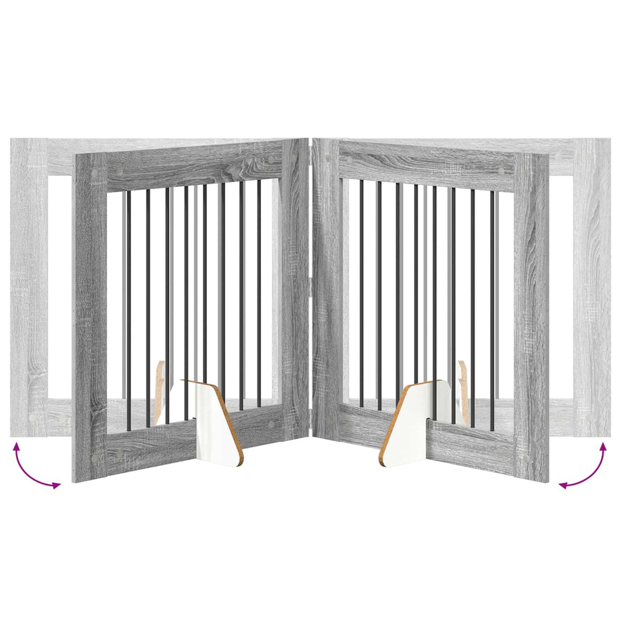 Hondenhekje met standaards 4 pcs Grijs sonoma 80 x 80 cm