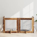 Dog gate with stands 4 pcs Old wood 80 x 80 cm