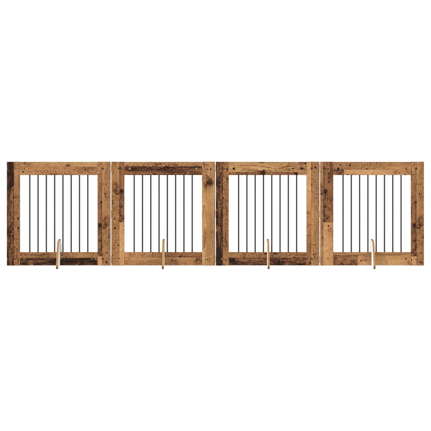 Hondenhekje met standaards 4 pcs Oud hout 80 x 80 cm