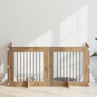 Hondenhekje 4 stuks bewerkt hout 321x80 cm bruin