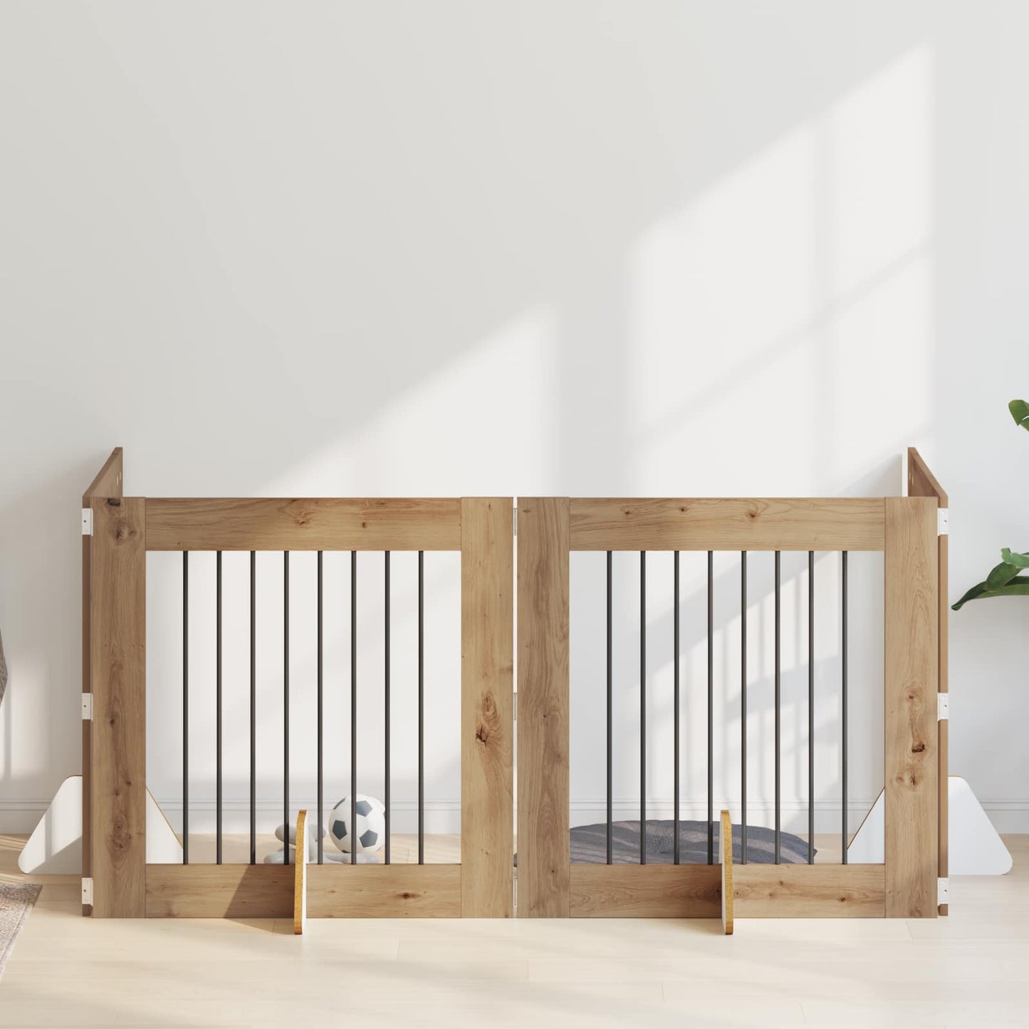 Hondenhekje met standaards 4 pcs Artisanaal eiken 80 x 80 cm