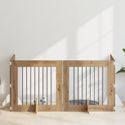 Hondenhekje 4 stuks bewerkt hout 321x80 cm bruin