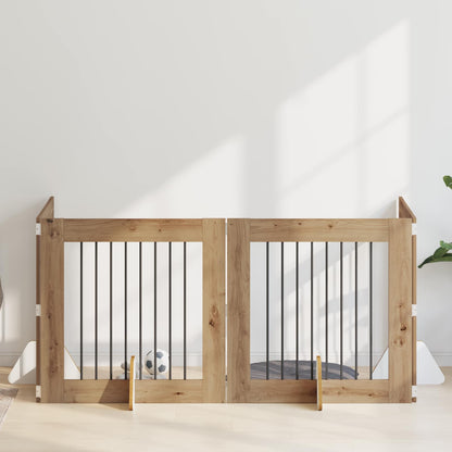 Hondenhekje met standaards 4 pcs Artisanaal eiken 80 x 80 cm