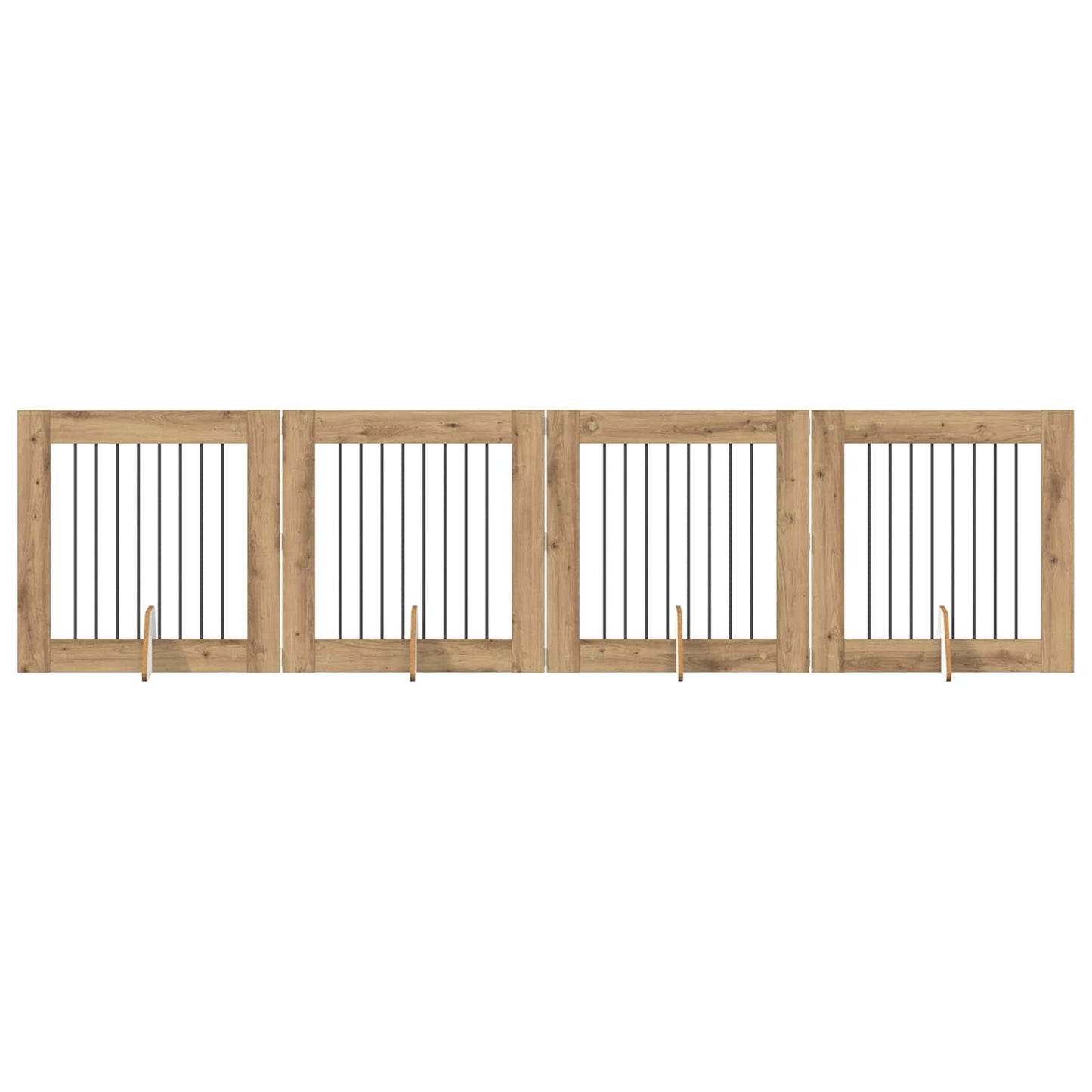 Hondenhekje met standaards 4 pcs Artisanaal eiken 80 x 80 cm