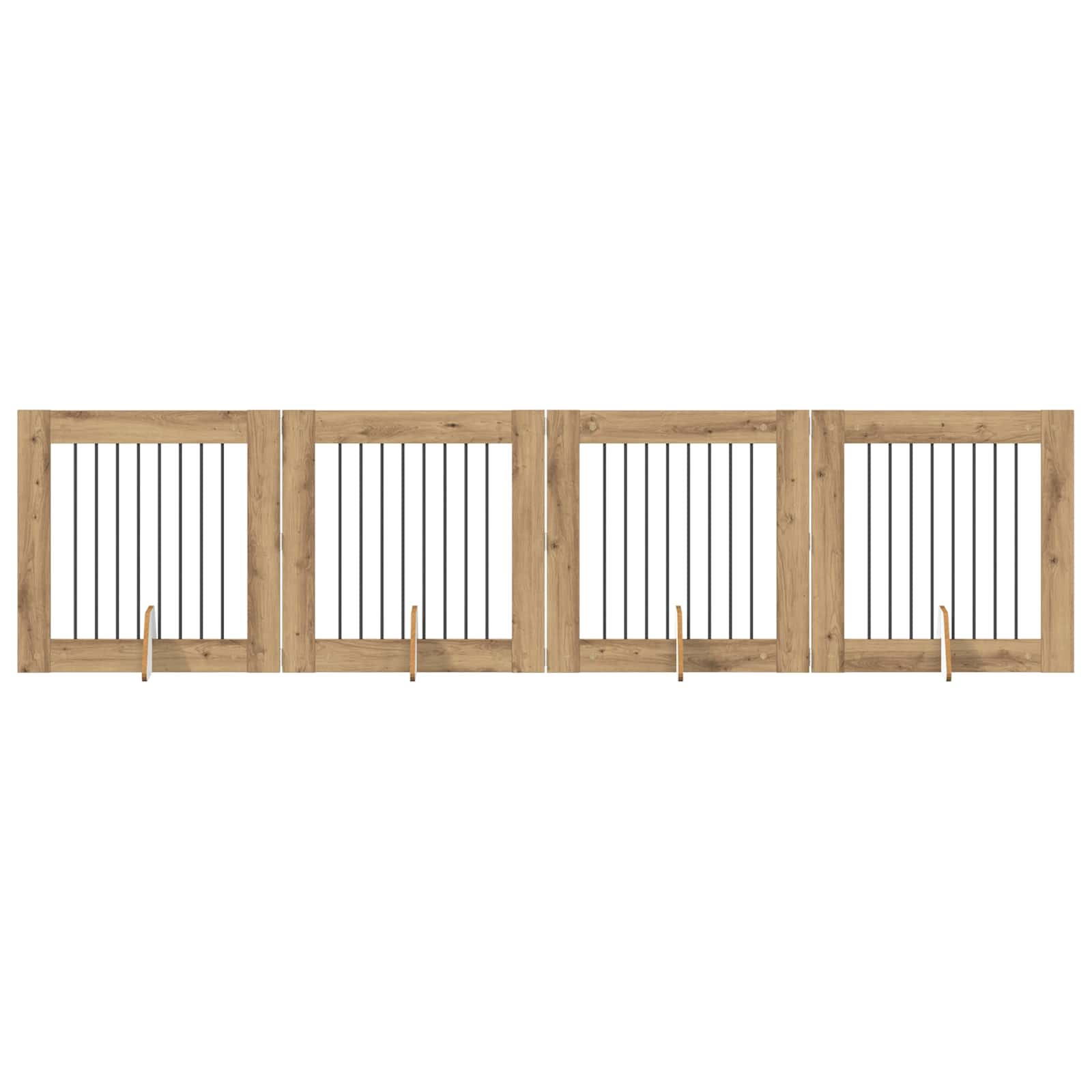 Hondenhekje met standaards 4 pcs Artisanaal eiken 80 x 80 cm