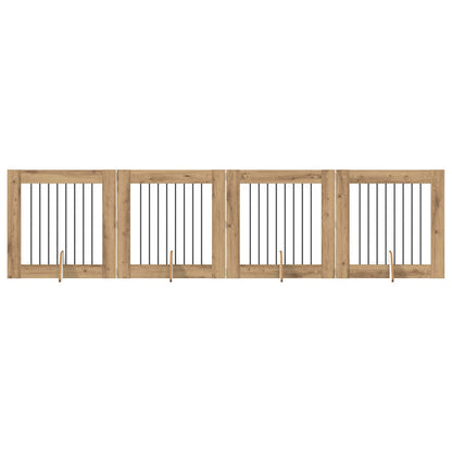Hondenhekje met standaards 4 pcs Artisanaal eiken 80 x 80 cm